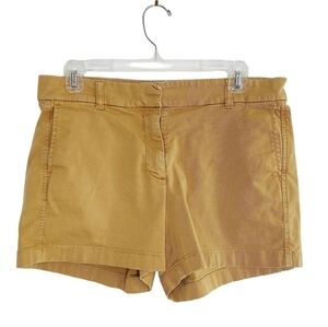 J. Crew Women's Chino Stretch Shorts Tan Khaki Size 8 Classic 4" Preppy Pockets